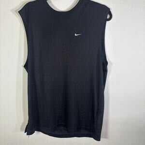 Vintage Y2K Nike Men’s XL Black Mesh Sleeveless Shirt Swoosh Basketball
